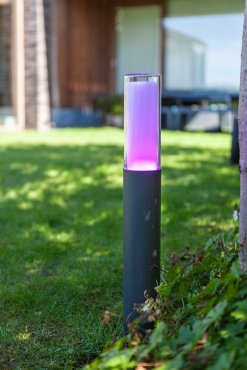 Lutec Dropa - poteau de jardin - éclairage intelligent - Lutec Connect - 8,2 x 8,2 x 59 cm - 10W LED inclus - IP44 - gris foncé