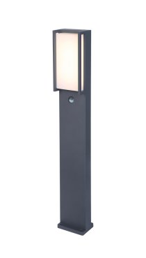 Lutec Qubo - lampe de jardin avec détecteur de mouvement - 11 x 9 x 75 cm - 17W LED inclus - IP54 - gris foncé