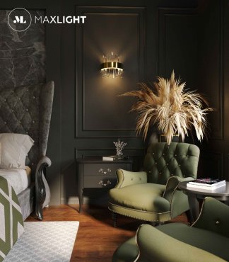 Maxlight Prince - applique murale - 25 x 16 x 30 cm - 12W LED inclus - or