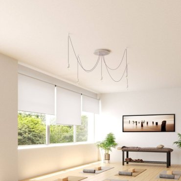 Creative Cables - Rose-One Rosace de plafond ronde pour 5 points lumineux en ligne - Ø 40 x 3,5 cm - noir