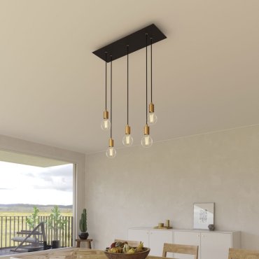 Creative Cables - Rose-One Rosace de plafond rectangulaire pour 5 points lumineux - 67,5 x 22,5 cm - noir