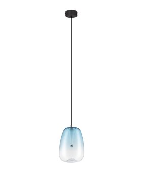 Nova Luce Oblo - lampe suspendue - Ø 16 x 227 cm - 3W LED inclus - bleu et noir mat