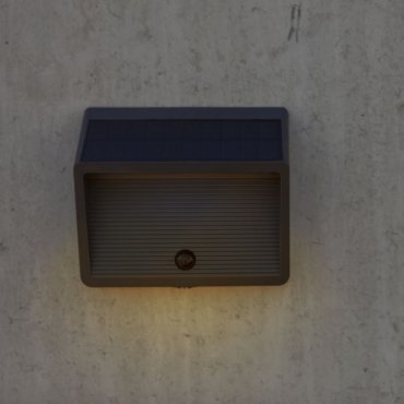 Lutec Linko - Applique d'extérieur avec capteur solaire - 18,5 x 16,1 x 6,2 cm - 11,5W LED inclus - IP44 - gris foncé