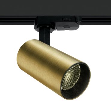 ONE Light COB Compact Cylinder - spot sur rail - système de rail triphasé - Ø 5,5 x 11 cm - 12W LED inclus - laiton brossé