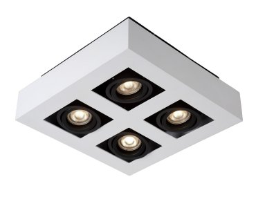 Lucide Xirax - spot en saillie - 25 x 25 x 8,8 cm - 4 x 5W LED dimmable inclus - dim to warm - white