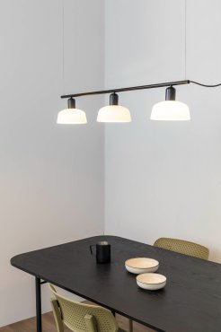 Faro Tatawin - lampe suspendue 3L - 8,1 x 100 x 210 cm - noir/verre laiteux