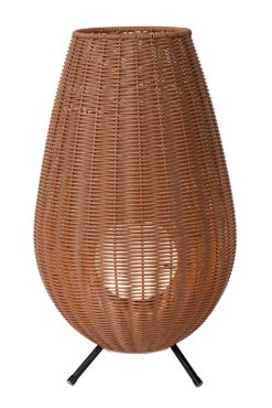 Lucide Colin - lampe de table rechargeable pour extérieur - Ø 30 x 50 cm - 3 step dimmer - 3W dimmable LED inclus - IP44 - bois clair