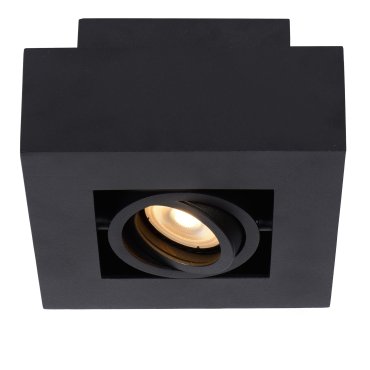 Lucide Xirax - spot en saillie 1L - 14 x 14 x 8,8 cm - 5W LED dimmable inclus - dim to warm - noir
