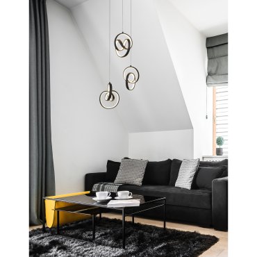 MODÈLE D’EXPOSITION - Nova Luce Rings - lampe suspendue - Ø 34 x 120 cm - 43W LED dimmable inclus - noir sable
