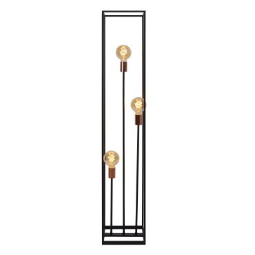 Lucide Arthur - lampadaire - 25 x 25 x 140 cm - noir et cuivre