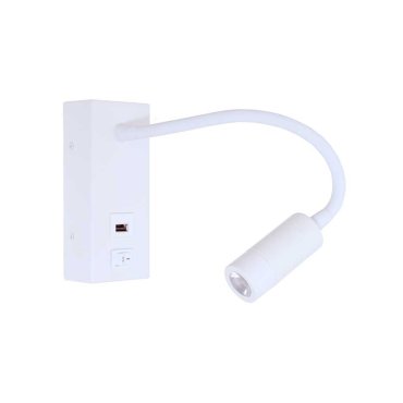 Artdelight Easy - applique murale avec interrupteur et port USB - 6 x 32 x 14 cm - 3W LED inclus - blanc