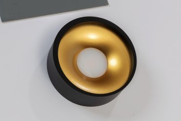 Artdelight Orlando - plafonnier - Ø 14 x 5 cm - 10W LED dimmable inclus - noir et or mat