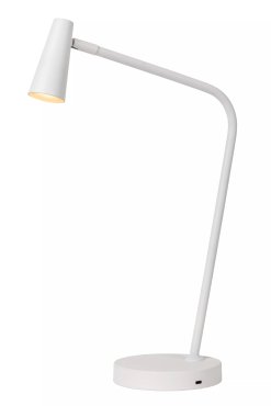 Lucide Stirling - lampe de table rechargeable - 30,5 x 14 x 47,5 cm - 3 step dimmer - 3W dimmable LED inclus - blanc