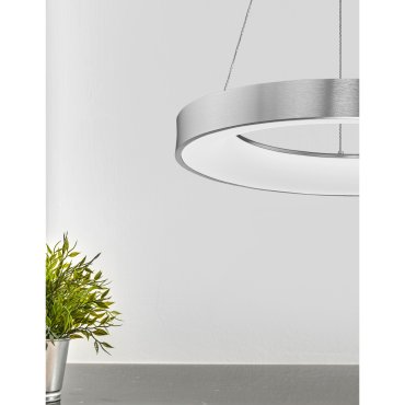 Nova Luce Rando Thin - lampe suspendue - Ø 60 x 120 cm - 50W LED dimmable inclus - argent brossé