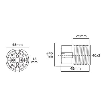 VK Lighting - douille E27 - plastique - avec filetage &amp; bride - Ø 4,0 x 4,5 cm - blanc