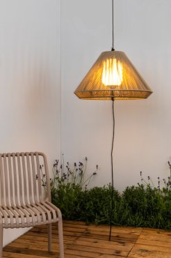 Faro Saigon - lampe suspendue avec prise - Ø 66,5 x 38 cm - IP65 - gris et beige