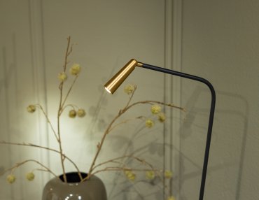 ETH Barry - lampadaire - Ø 20 x 138 cm - LED dimmable 3 W incluse - noir et laiton