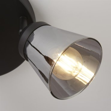Searchlight Mega - spot apparent 3L - Ø 42 x 11 cm - noir et verre fumé