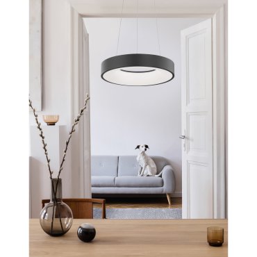 Nova Luce Rando Thin - lampe suspendue - Ø 38 x 120 cm - 30W dimmable LED inclus - sand black