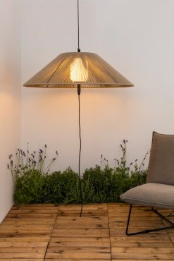 Faro Saigon - lampe suspendue avec prise - Ø 105 x 30 cm - IP65 - gris et beige