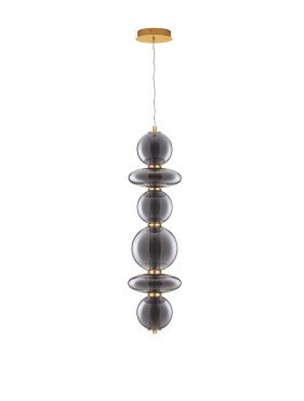 Nova Luce Navi - lampe suspendue - 17 x 22 x 200 cm - 27W LED inclus - laiton doré et gris fumée