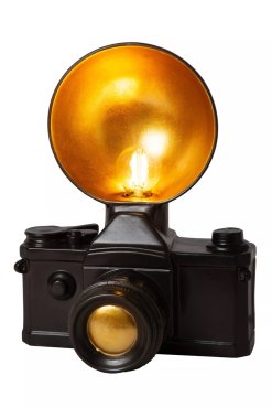 Lucide Extravaganza Camera - lampe à poser - 22,5 x 16 x 30 cm - noir avec or