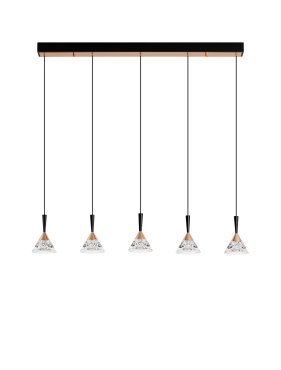 Nova Luce Paluz - lampe suspendue - 90,5 x 150 x 10,5 cm - 30W dimmable LED inclus - noir mat et or rose