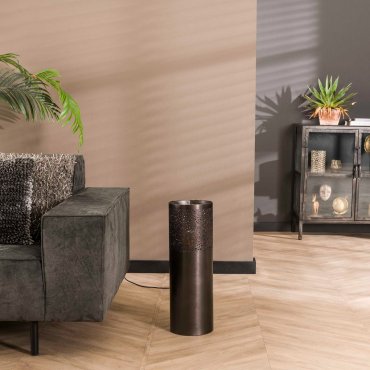 Vico Cylinder Nickel - lampadaire - Ø 20 x 60 cm - nickel noir