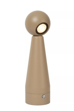 Lucide Ipsos - lampe de table rechargeable - Ø 6 x 22 cm - 3W dimmable LED inclus - taupe