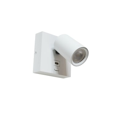Artdelight Master - Applique murale avec interrupteur et port USB - 11,5 x 12,5 x 11,5 cm - 6W LED inclus - blanc