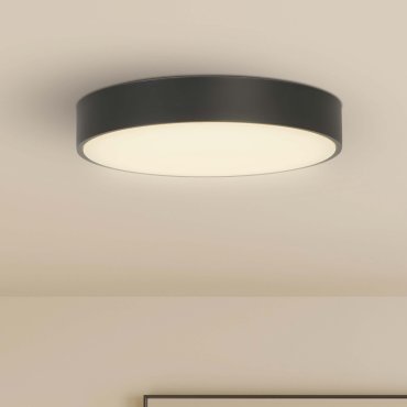 Searchlight Palma - plafonnier - Ø 25 x 4 cm - 12W LED inclus - noir et opale