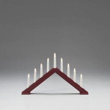 Konstsmide Christmas lights - bougeoir de Noël en bois - 50,6 x 5 x 32 cm - rouge foncé mat