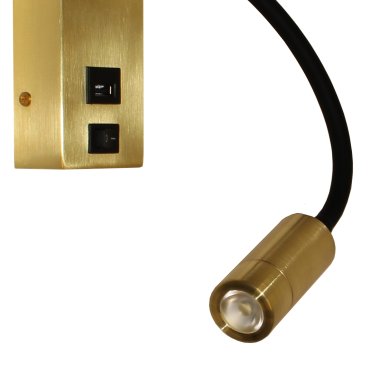 Artdelight Easy - applique murale avec interrupteur et port USB - 6 x 32 x 14 cm - 3W LED inclus - or mat