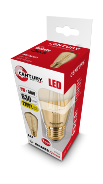 Century Italia Lampe à incandescence LED Incanto Epoca - Ø 6,4 x 14 cm - E27 - 8W non-dimmable - 2200K - ambre