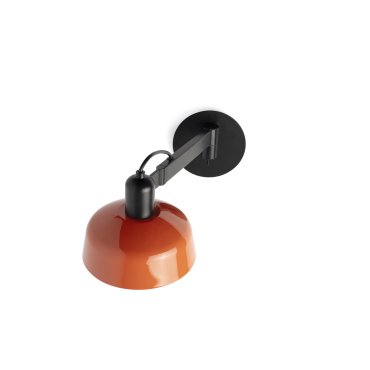 Faro Tatawin - applique - Ø 18,4 x 38 x 15 cm - noir satiné et orange rougeâtre brillant