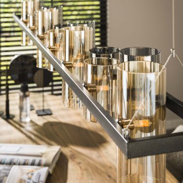 Vico Cylinder Mixed Glass - lampe suspendue - 190 x 20 x 150 cm - noir