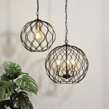 Searchlight Finesse - lampe suspendue - Ø 31,5 x 85 cm - noir mat