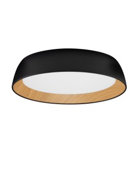 Nova Luce Sigi - plafonnier - Ø 45 x 10 cm - 40W dimmable LED inclus - noir sablé et bois