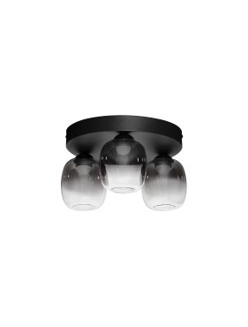 Nova Luce Kita - plafonnier - Ø 36 x 21 cm - 16W LED inclus - noir sablé et verre fumé