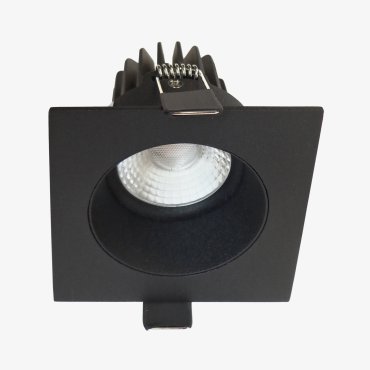Artdelight Venice 2708 - spot encastrable - 80 x 80 mm, Ø 68 mm encastrable - 8W LED dimmable inclus - IP44 - noir