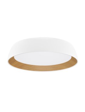 Nova Luce Sigi - plafonnier - Ø 45 x 10 cm - 40W dimmable LED inclus - blanc sablé et bois