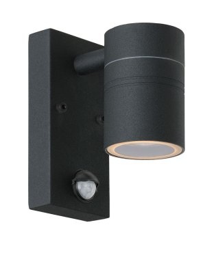 Lucide Arne 1 - Applique d'extérieur avec détecteur de mouvement - 6,3 x 12 x 16,3 cm - 5W LED inclus - IP44 - noir
