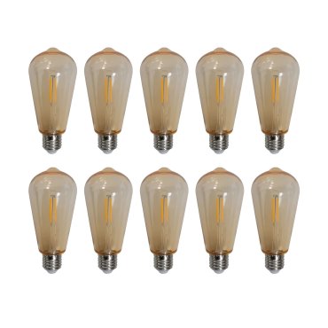 New Garden ST64 LED  - Ø 6,3 x 14 cm - E27 - lot de 10 ampoules LED - 1,5W non dimmable - 1800K - ambre