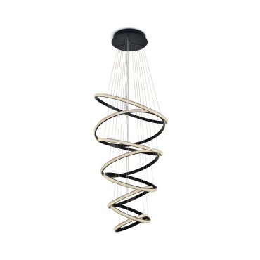 ONE Light Crystal Swirl - lampe suspendue - Ø 80 x 250 cm - 150W LED inclus - noir