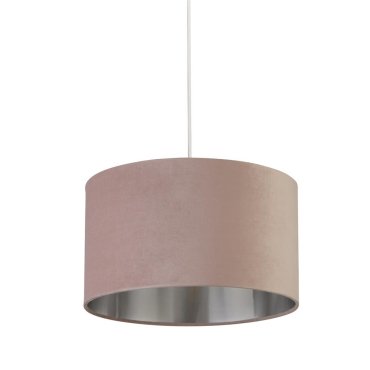 Searchlight Velvet Drum - abat-jour - Ø 38 x 22 cm - rose et argent