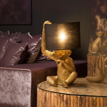 Lucide Extravaganza Chimp - lampe à poser - Ø 30 x 45 cm - noir et or