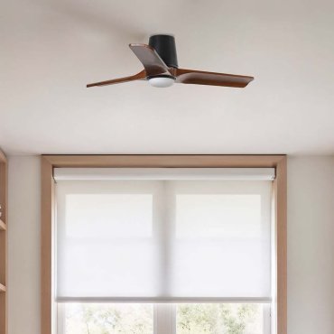 Faro Heywood Tub S - ventilateur de plafond avec lumière - Ø 90 - noir mat et noyer