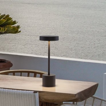 Nova Luce Fumo - lampe de table rechargeable - Ø 11,8 x 30 cm - 2W dimmable LED inclus - IP54 - noir foncé