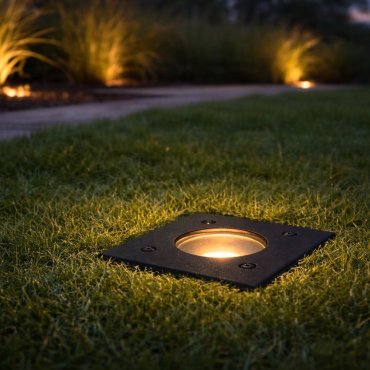Lucide Biltin square - spot extérieur au sol - 108 mm x 108 mm - 104 mm encastré - IP67 - noir
