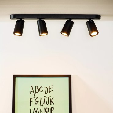 Lucide Xyrus 4 - spot en saillie - 60 x 9 x 12,5 cm - 4 x 5W LED dimmable inclus - noir